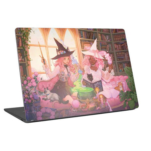 Pink Anime Witch Girls in Library with Cats by Ivy Dolamore Universal Laptop 11in (8.8 x 6.2in) Skin